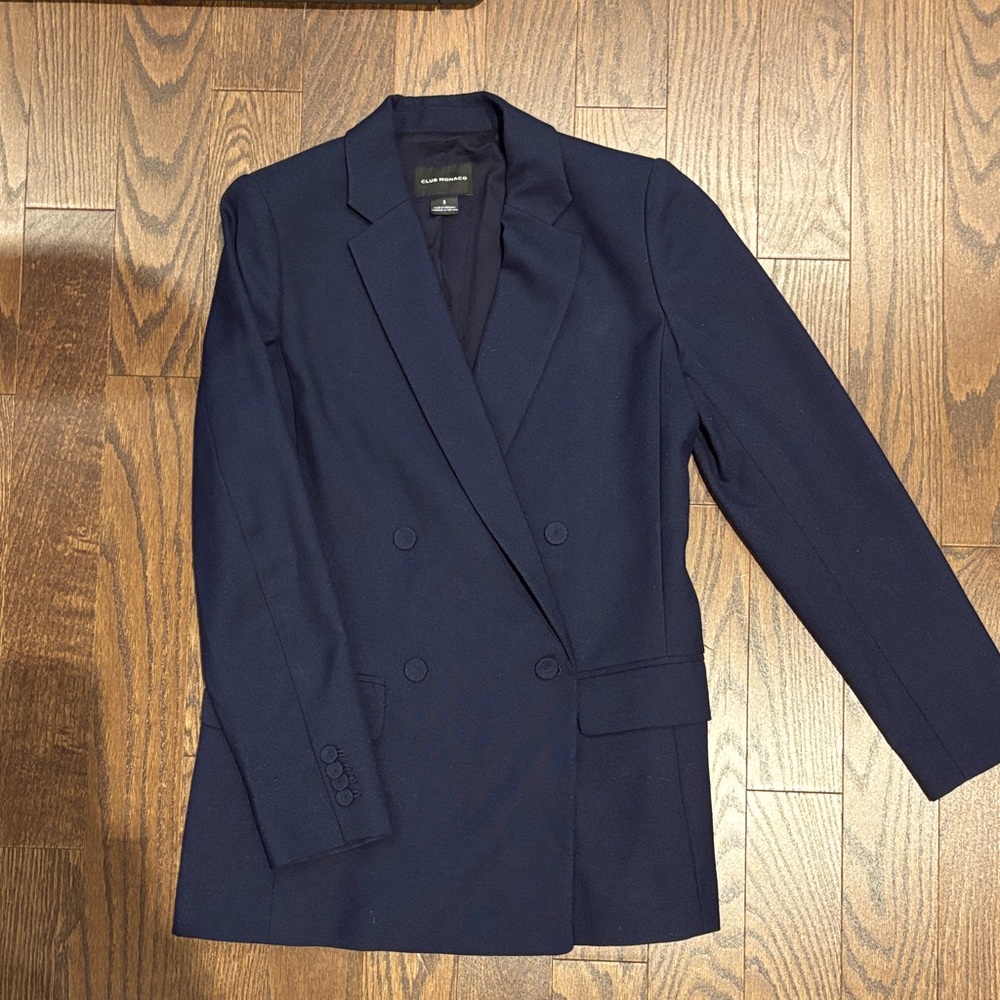 Club Monaco navy double breasted blazer